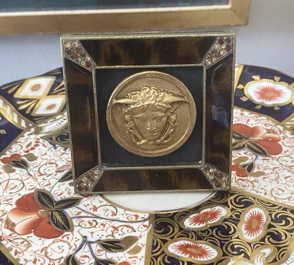Vintage Jay Strongwater 'Leland' 2x2" Frame with Versace Style Medusa Medallion